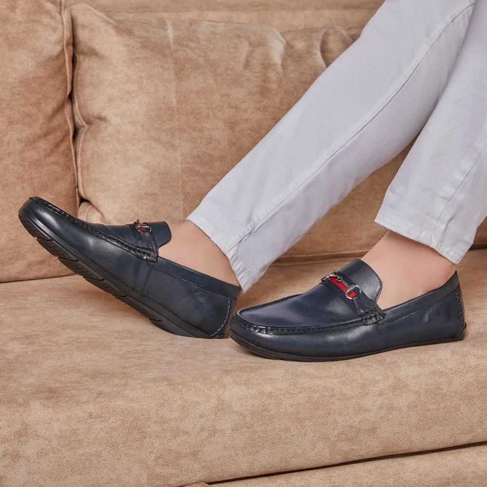 The Crada Blue Men's Leather Loafers