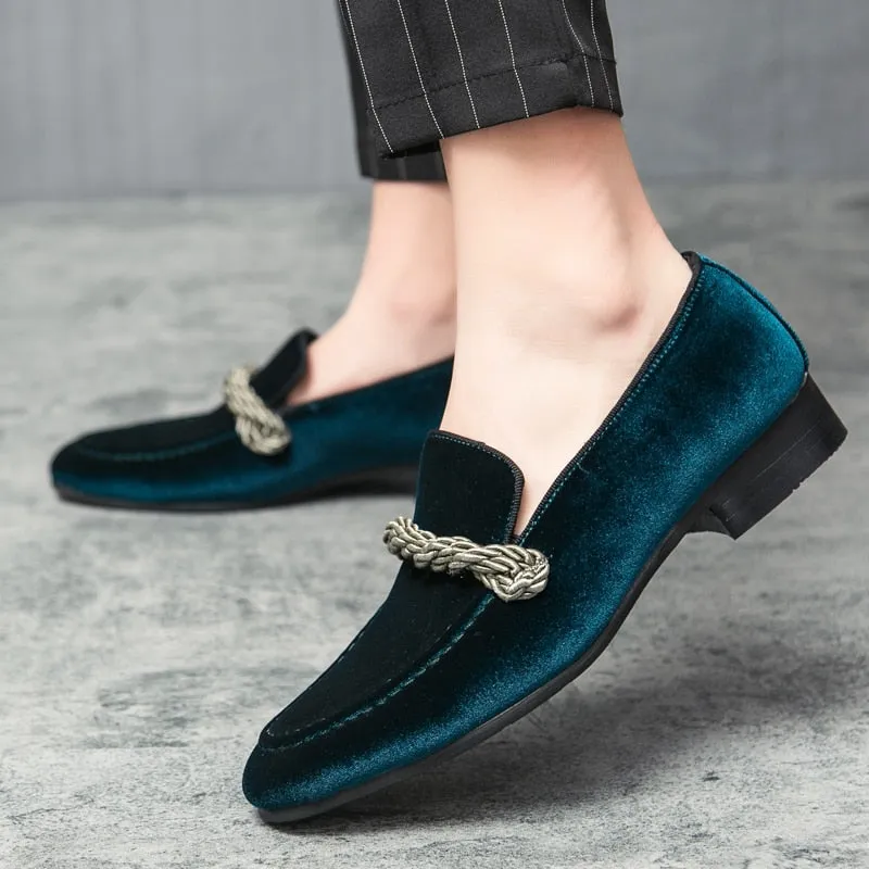 The WEH - Ribbon Decorated Suede Leather Loafers For Men