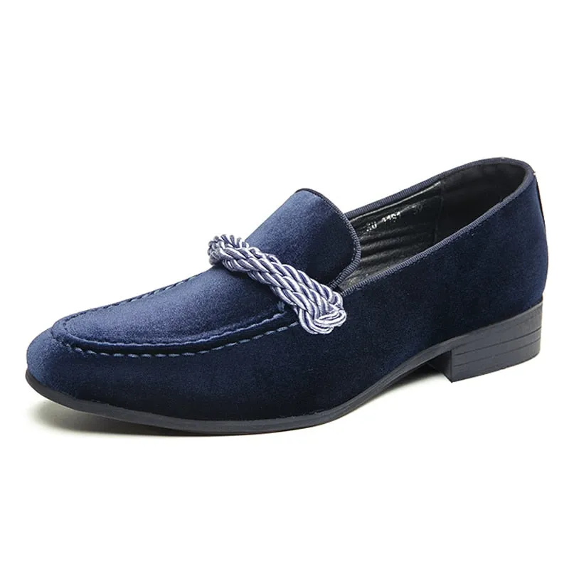 The WEH - Ribbon Decorated Suede Leather Loafers For Men