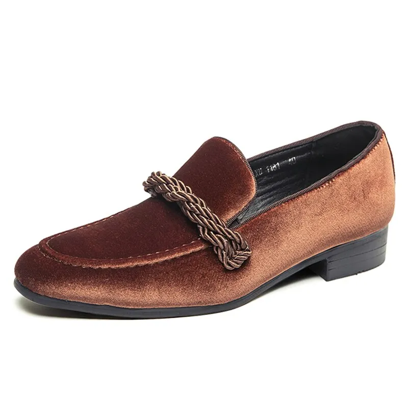 The WEH - Ribbon Decorated Suede Leather Loafers For Men