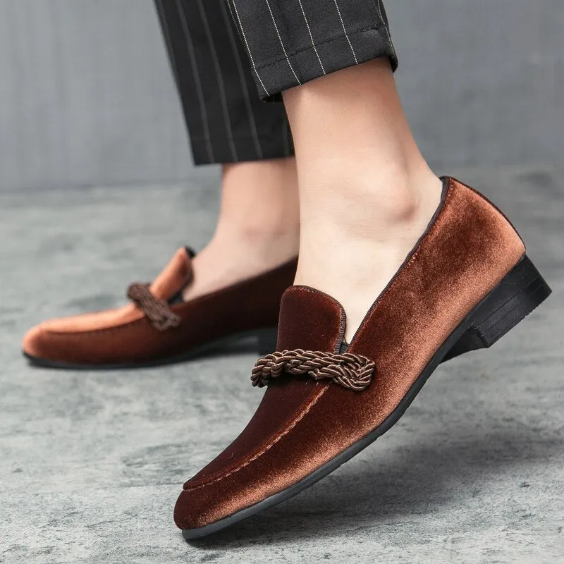 The WEH - Ribbon Decorated Suede Leather Loafers For Men