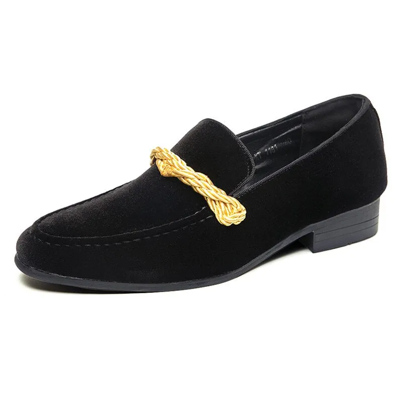 The WEH - Ribbon Decorated Suede Leather Loafers For Men