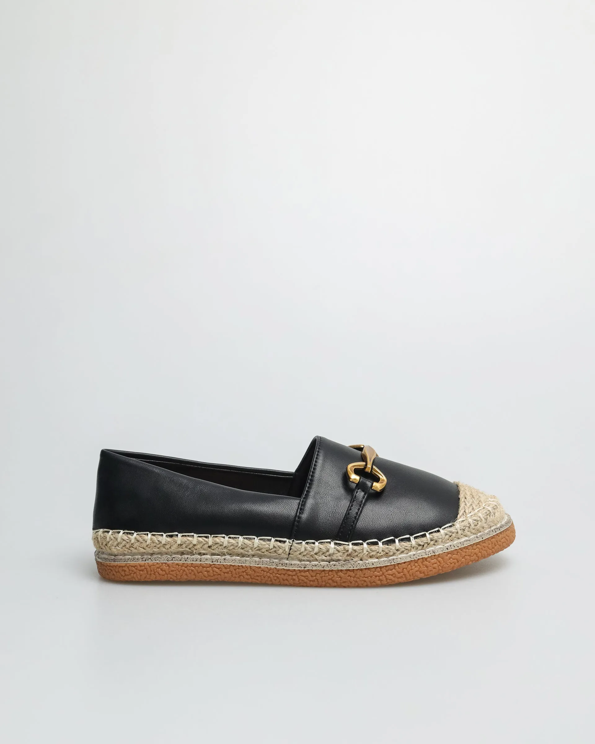 Tomaz YX146  Ladies Espadrilles Buckle Loafers (Black)