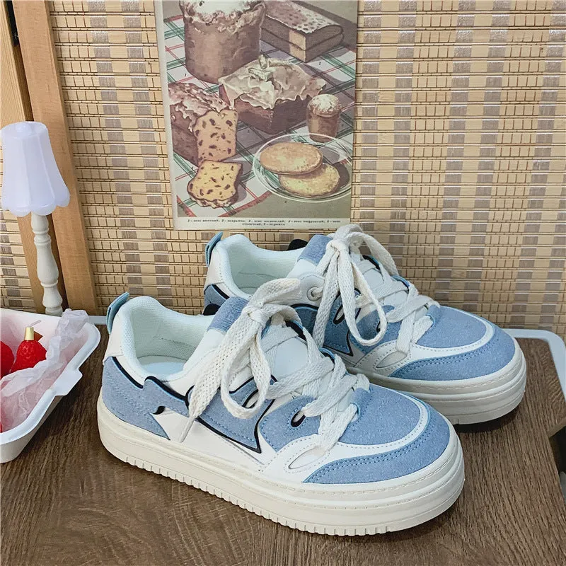 Trendy Sports Skateboard Female Style White Canvas Shoes