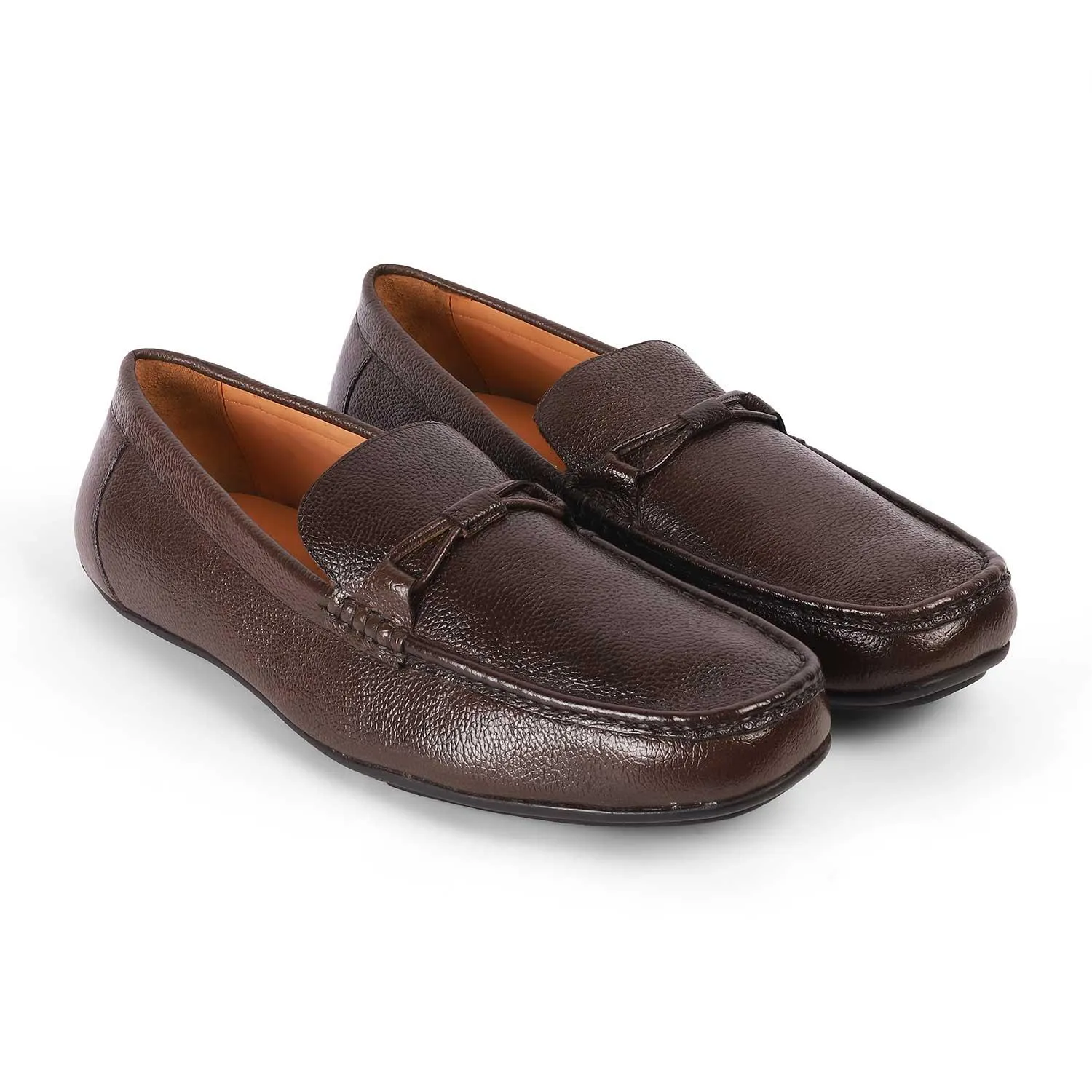 Tresmode Event Brown Men's Leather Driving Loafers