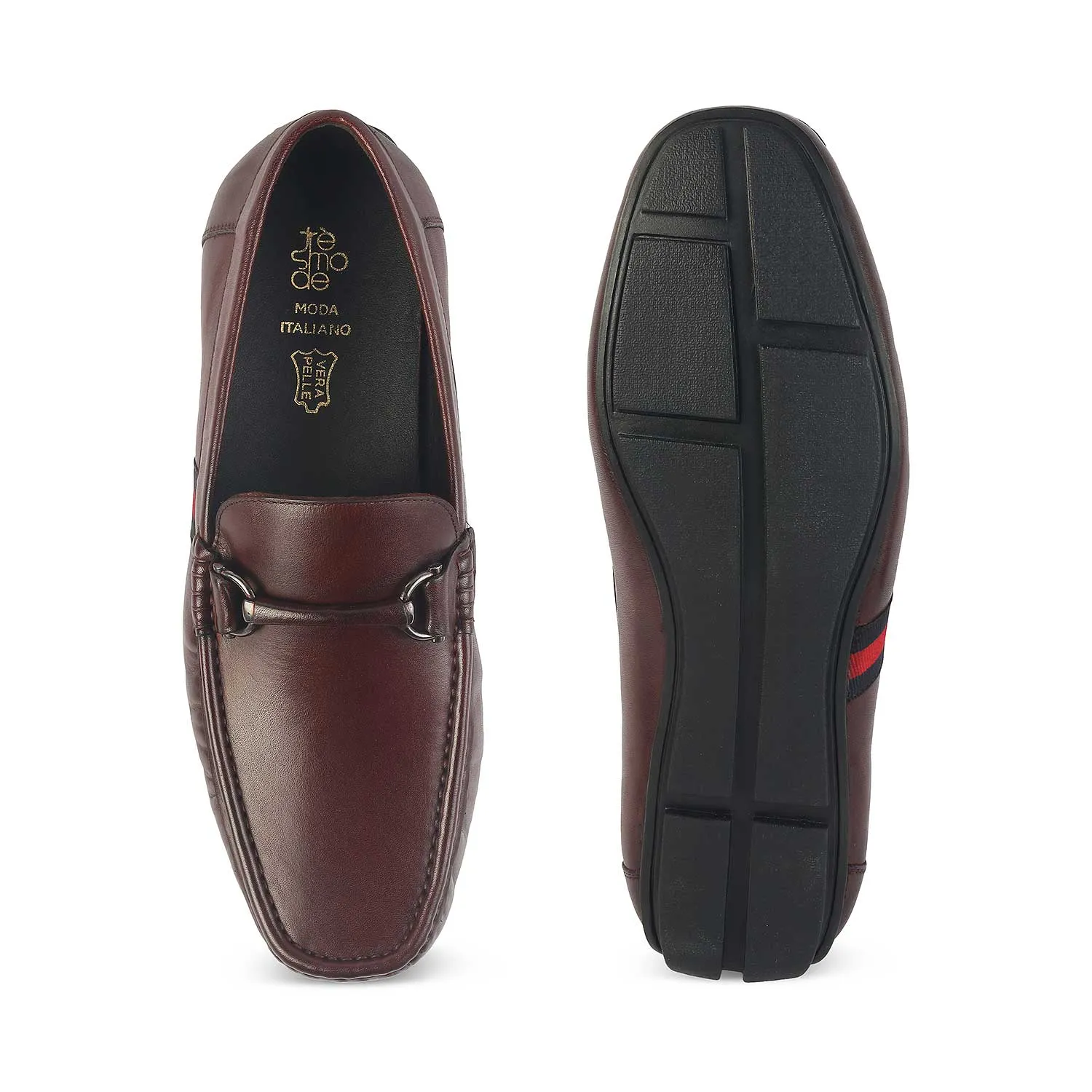 Tresmode Monoco Wine Men's Leather Driving Loafers